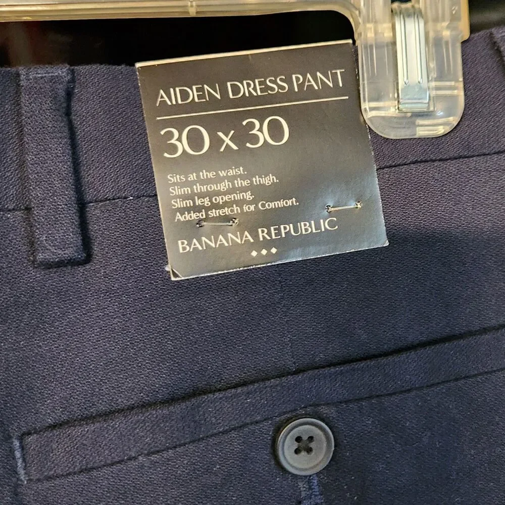 Banana Republic Mens Aiden Dress Pants Navy Blue 30 X 30